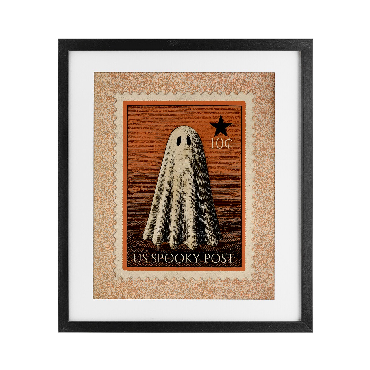 Stupell Industries Vintage Ghost Stamp Framed Print Under Glass, design by Arlington Prints